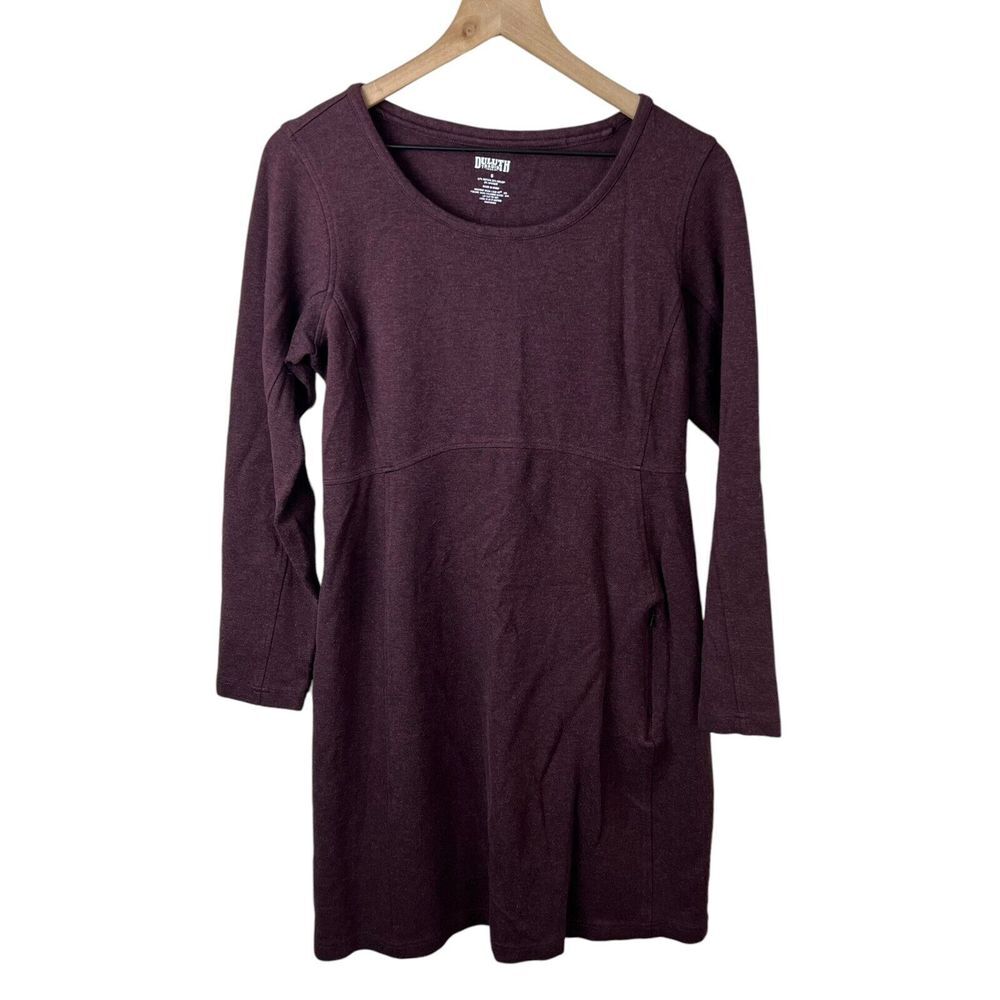 Duluth Trading Co Womens Small Maroon Long Sleeve Knee Length Athletic Dress